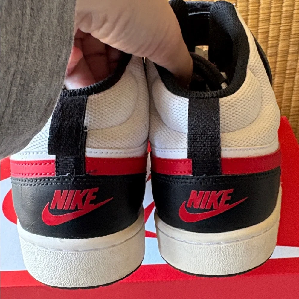 EUC NIKE: Court Borough Mid 2- Red and Black Basketball Sneakers EUC- Size 7Y